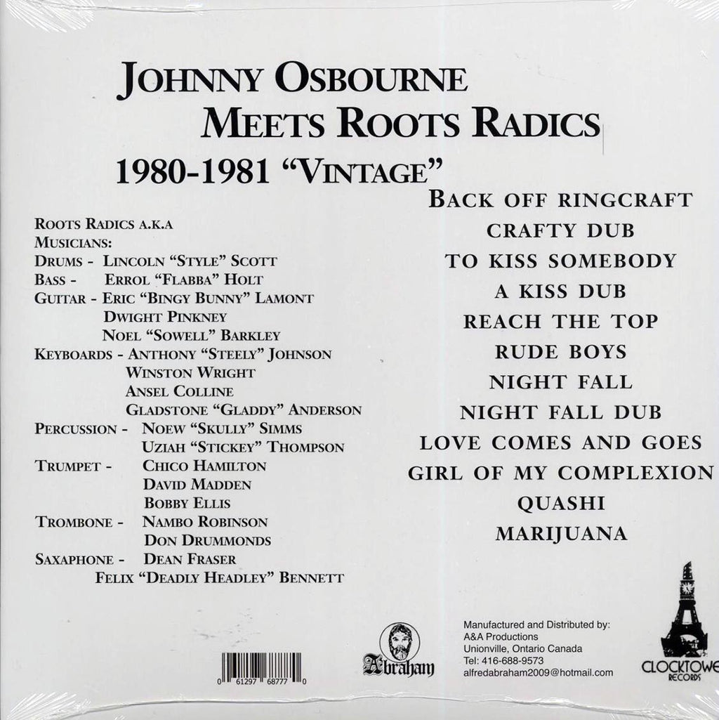 Johnny Osbourne - Meets Roots Radics Vintage vinyl LP back cover