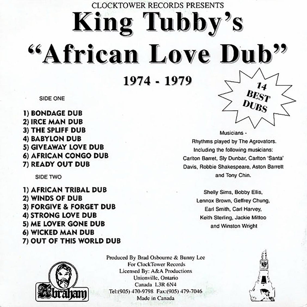 King Tubby - African Love Dub vinyl LP back cover