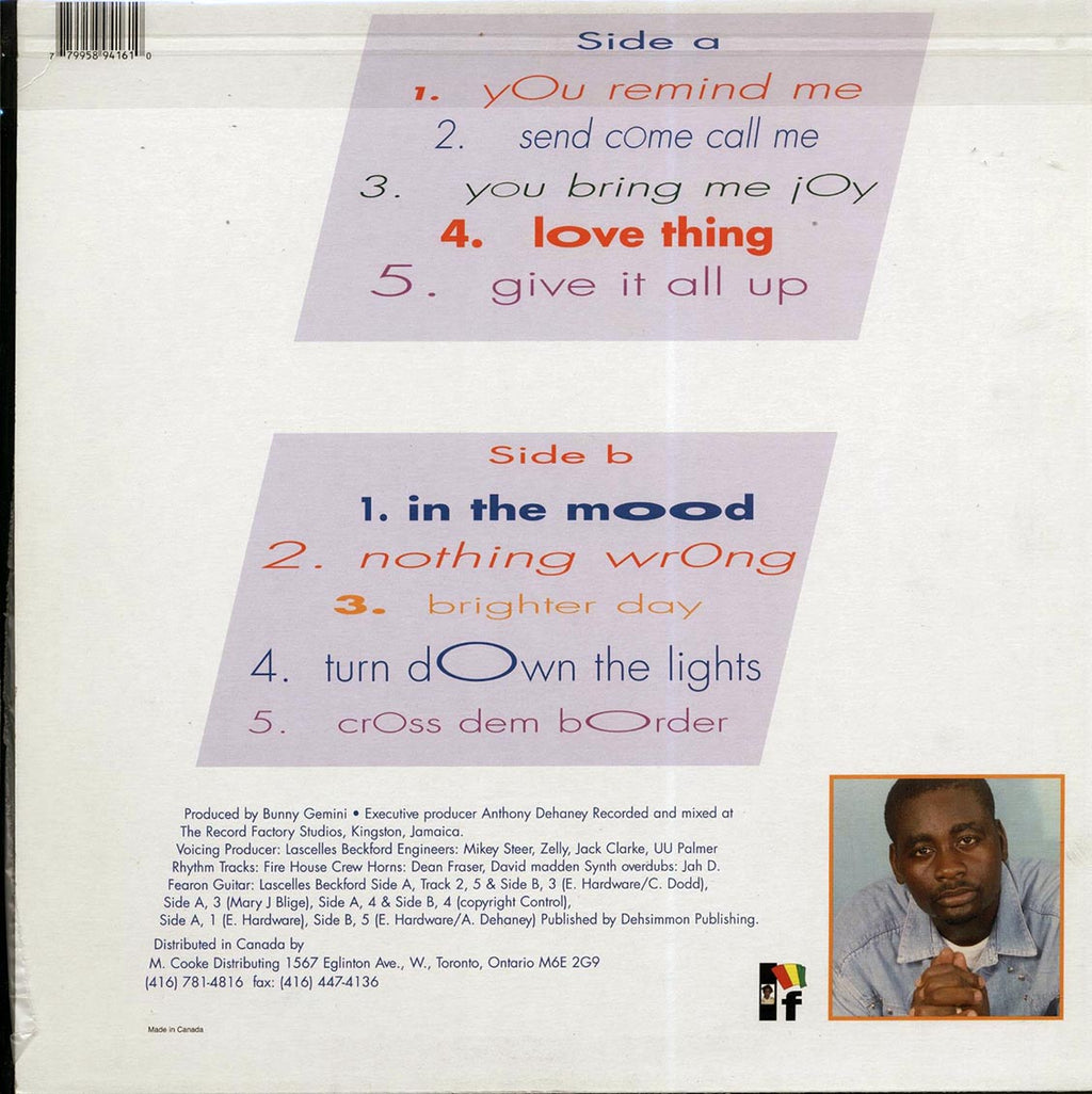 Singing Melody - Love Thing (orig. press) vinyl LP back cover