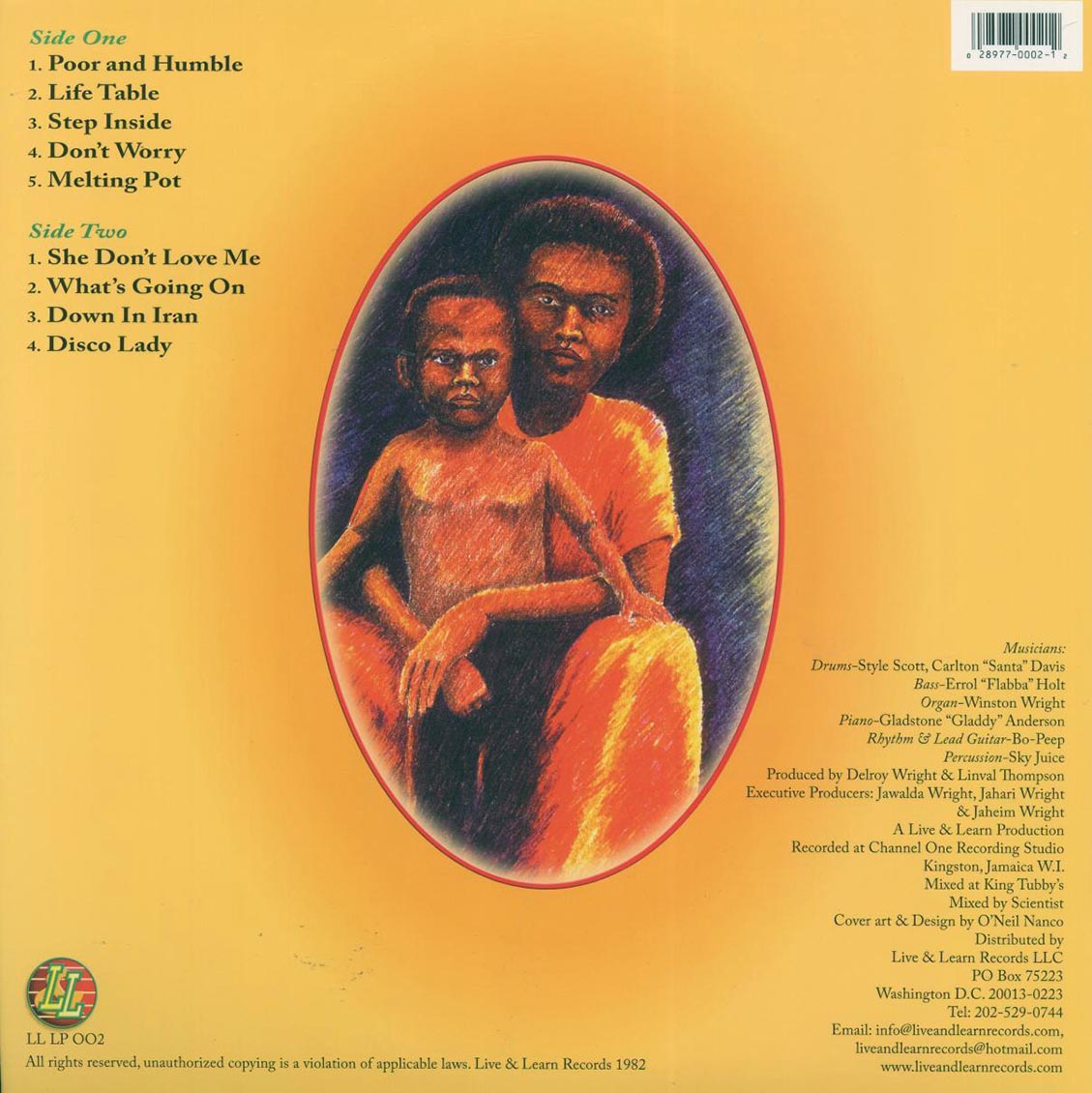 Wayne Wade - Poor And Humble (yellow vinyl) vinyl LP back cover