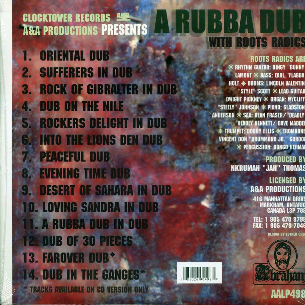 The Roots Radics - A Rubba Dub vinyl LP back cover