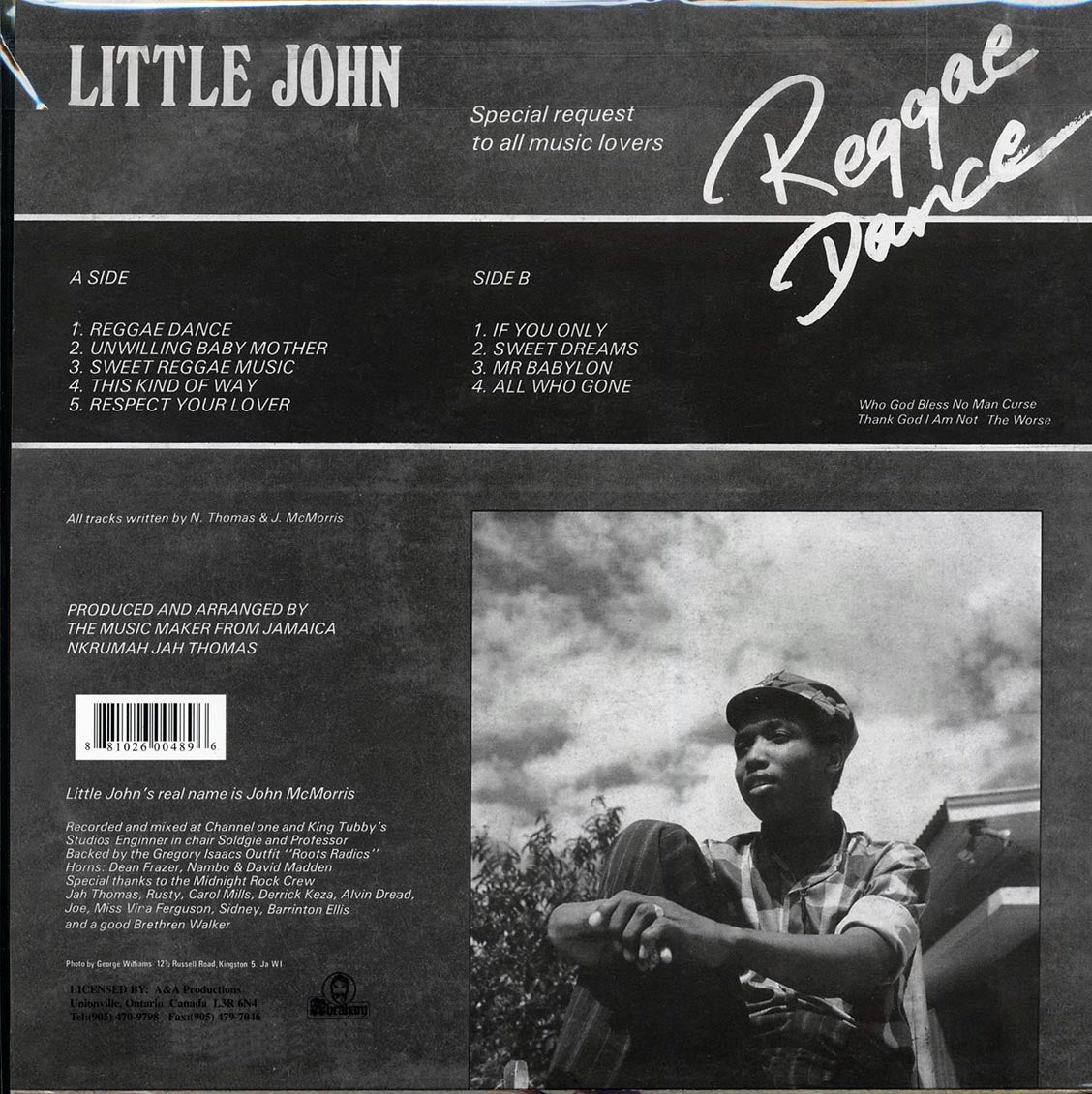 Little John - Reggae Dance: Special Request To All Music Lovers vinyl LP back cover