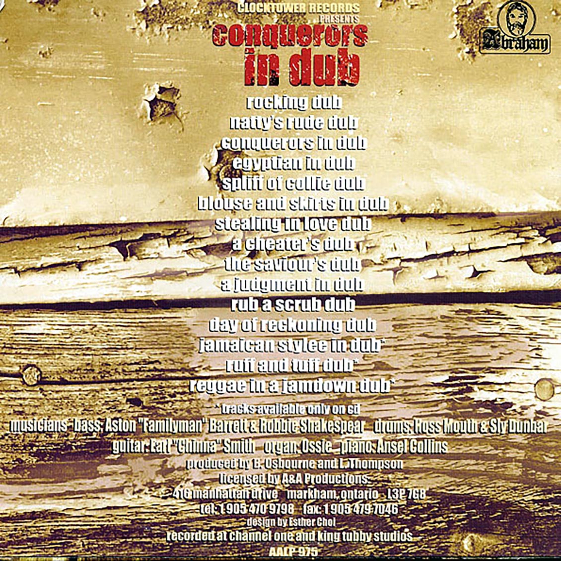 The Revolutionaries - Conquerors In Dub vinyl LP back cover