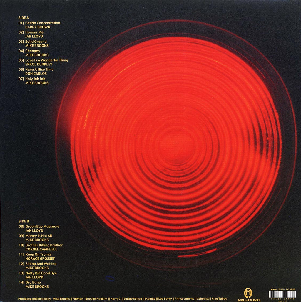 Mike Brooks, Barry Brown, Jah Lloyd, Don Carlos, Etc. - Mike Brooks And Friends: Just The Vibes 1975-1983 vinyl LP back cover