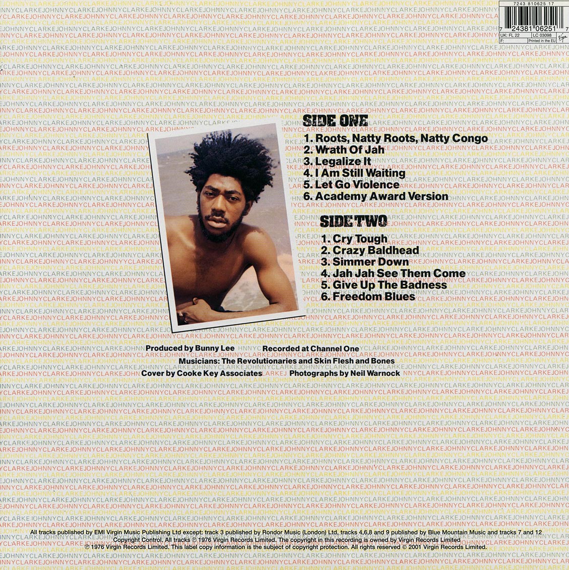 Johnny Clarke - Authorized Version vinyl LP back cover