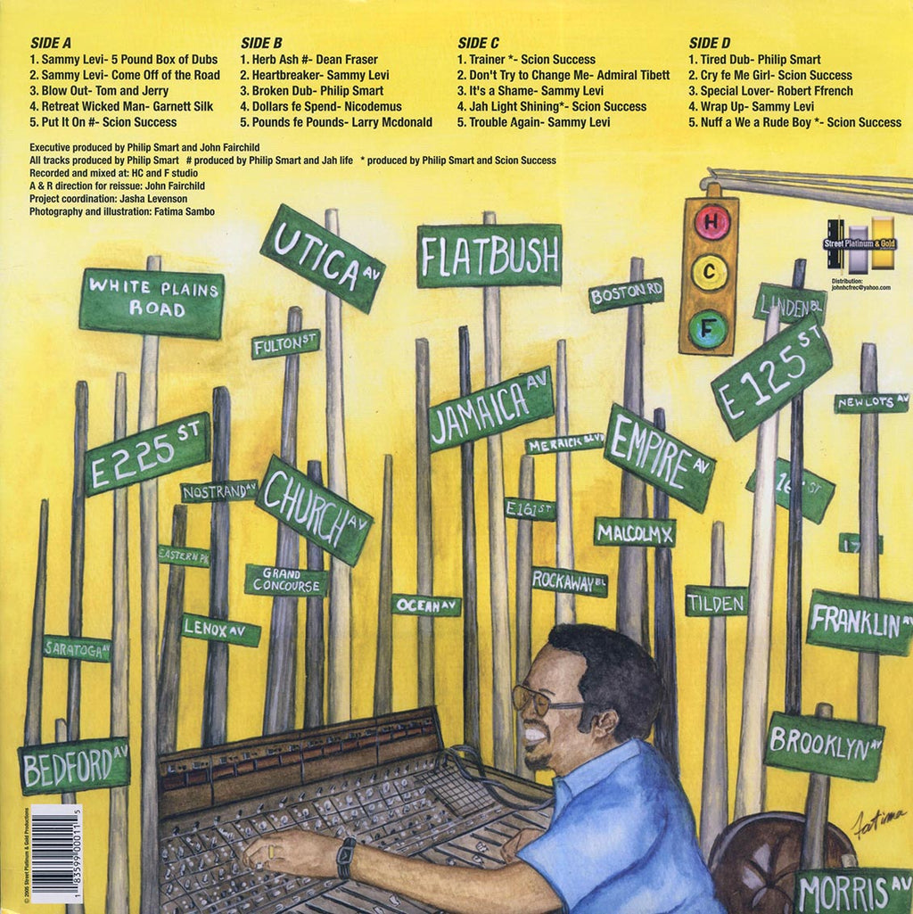 Scion Success, Sammy Levi, Etc. - 5 Borough Fire: Philip Smart Productions From The New York Dancehall (2005 FIRST PRESS) (orig. press) (2xLP) vinyl LP back cover