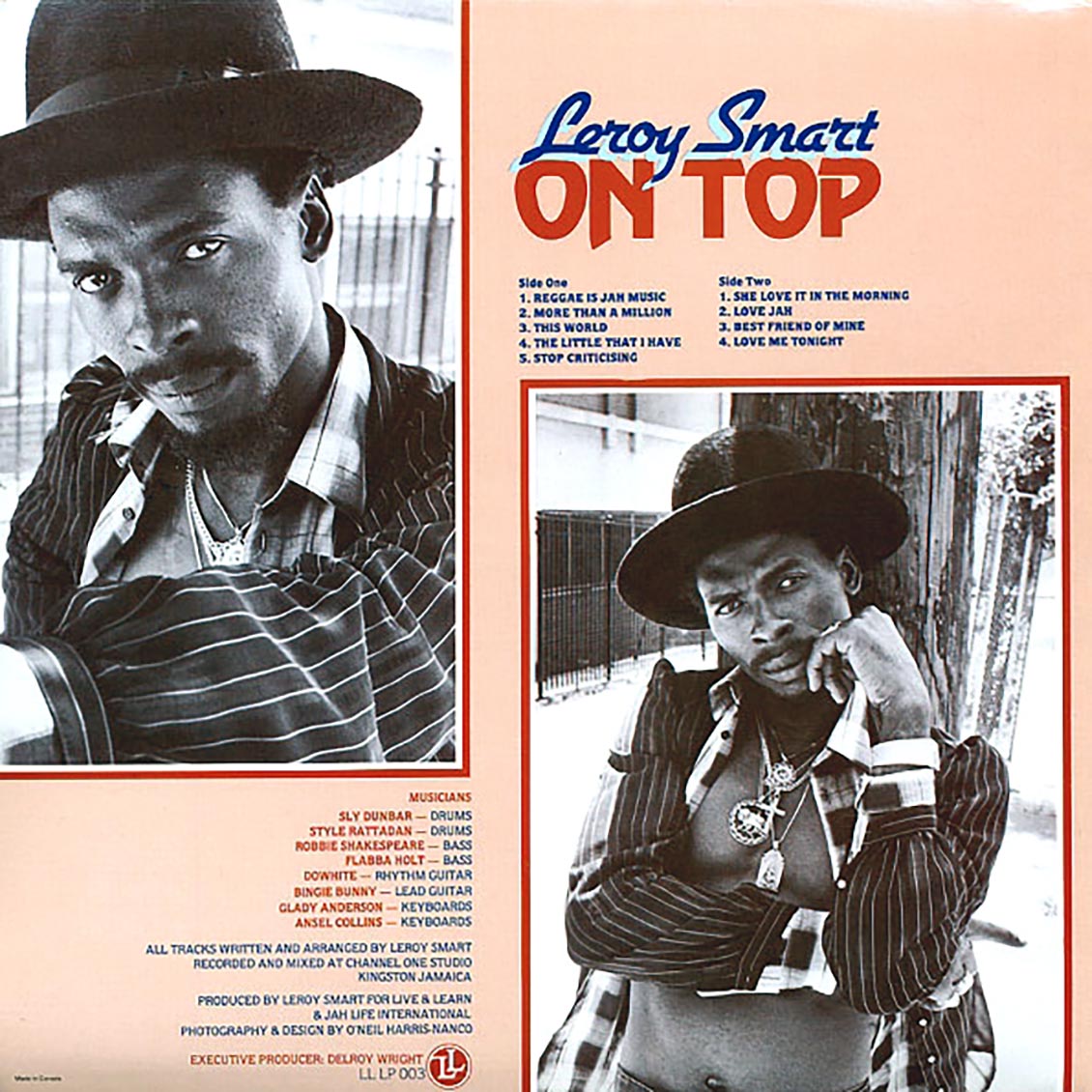 Leroy Smart - On Top vinyl LP back cover