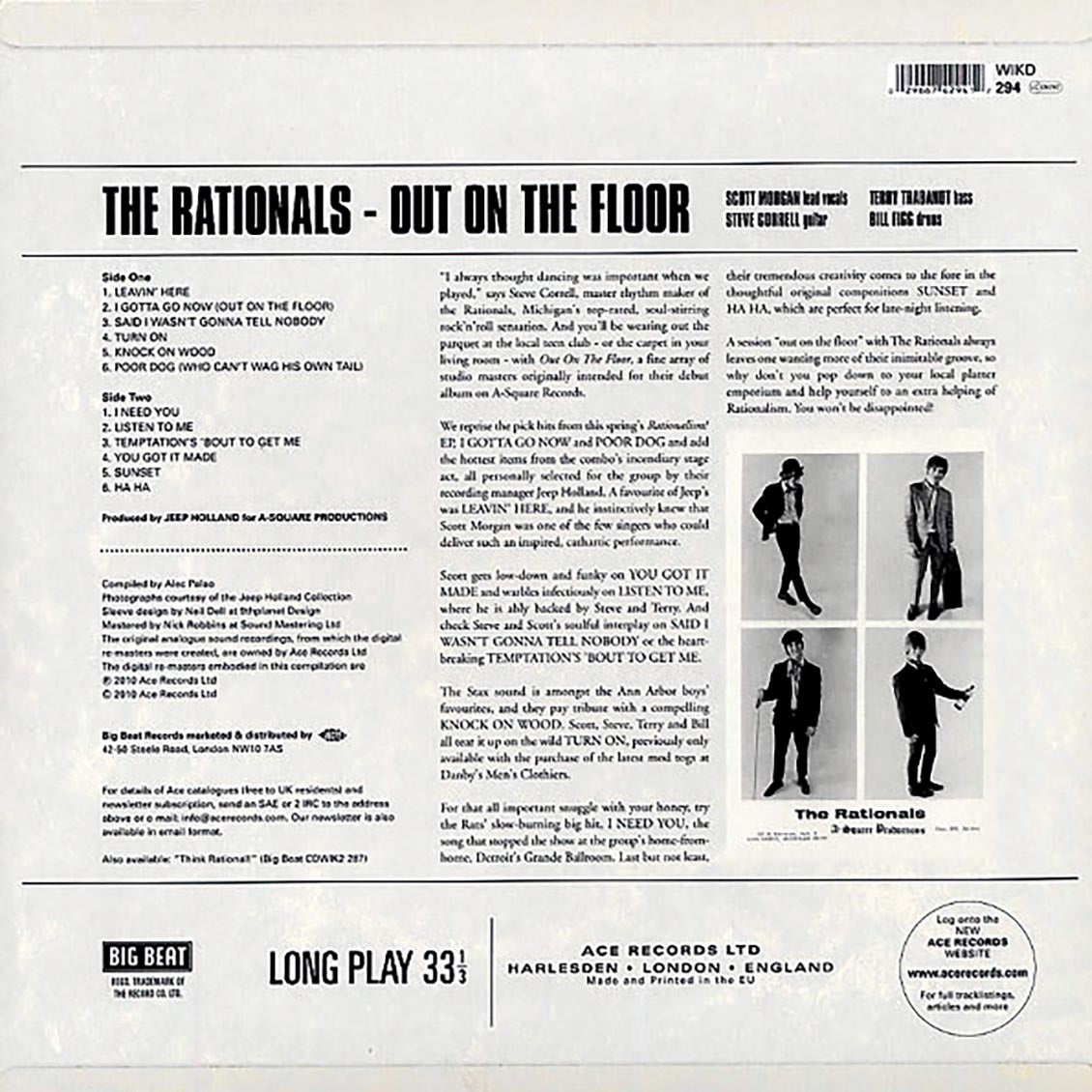 The Rationals - Out On The Floor vinyl LP back cover