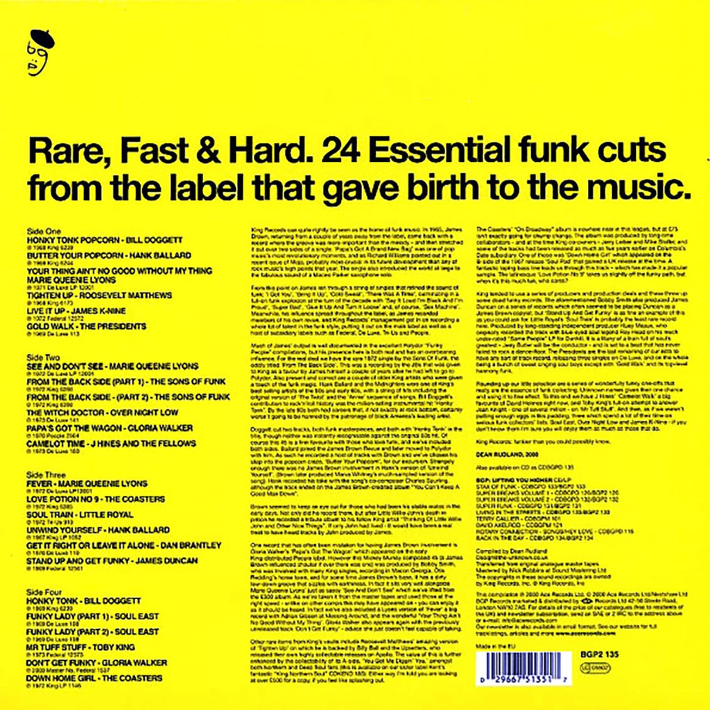 Various - King Funk: Rare, Fast & Hard: 24 Essential Funk Cuts (2xLP) vinyl LP back cover
