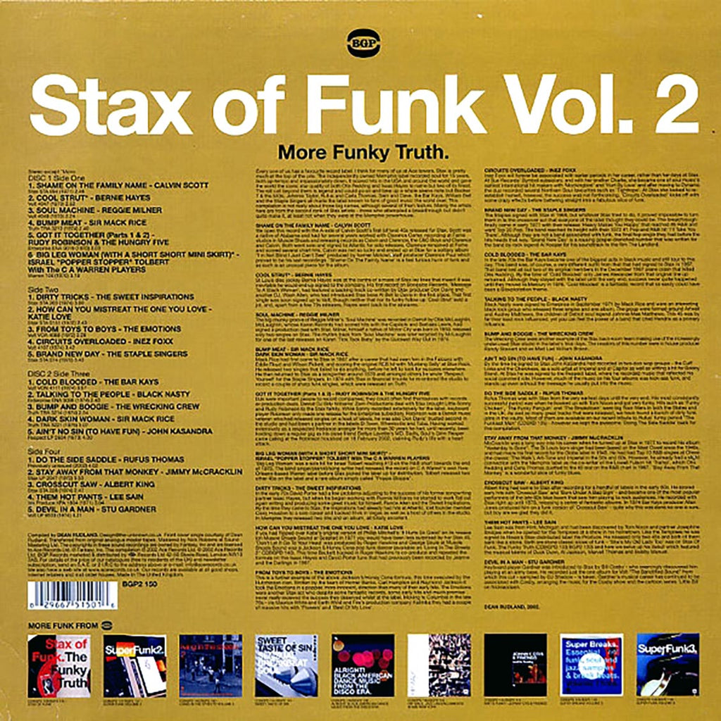 Rufus Thomas, The Bar-Keys, Calvin Scott, Bernie Hayes, Etc. - Stax Of Funk Volume 2: More Funky Truth (2xLP) vinyl LP back cover