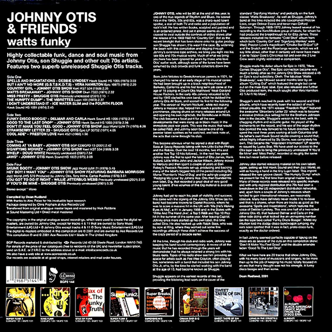 Johnny Otis & Friends - Watts Funky (2xLP) vinyl LP back cover