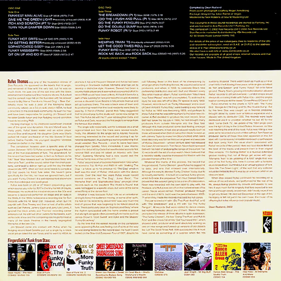 Rufus Thomas - The Funkiest Man: The Stax Funk Sessions 1967-1975 (2xLP) vinyl LP back cover