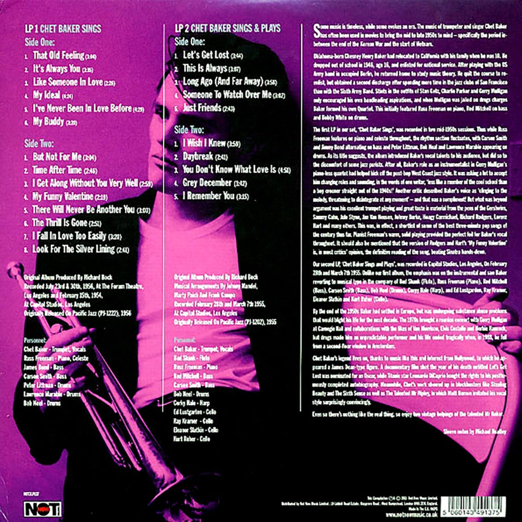 Chet Baker - Sings & Plays (2xLP) (180g) vinyl LP back cover