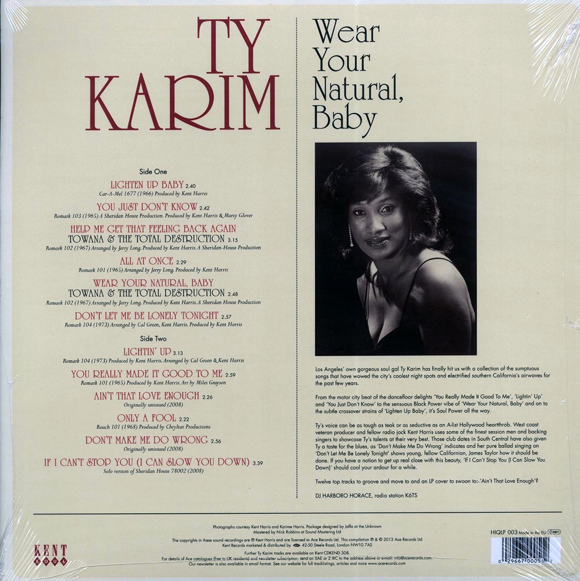 Ty Karim - Wear Your Natural, Baby (180g) vinyl LP back cover