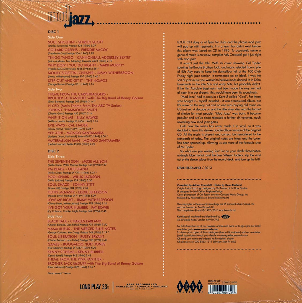Cal Tjader, Sonny Stitt, Billy Hawks, The Nomos, Etc. - Mod Jazz (2xLP) (180g) (colored vinyl) vinyl LP back cover