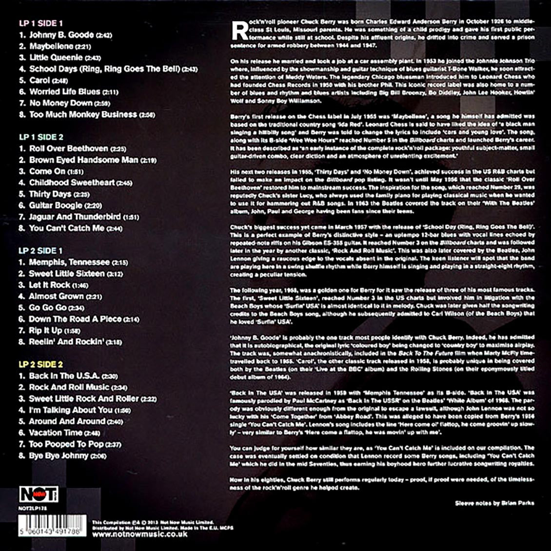 Chuck Berry - The Chess Years (2xLP) (180g) vinyl LP back cover