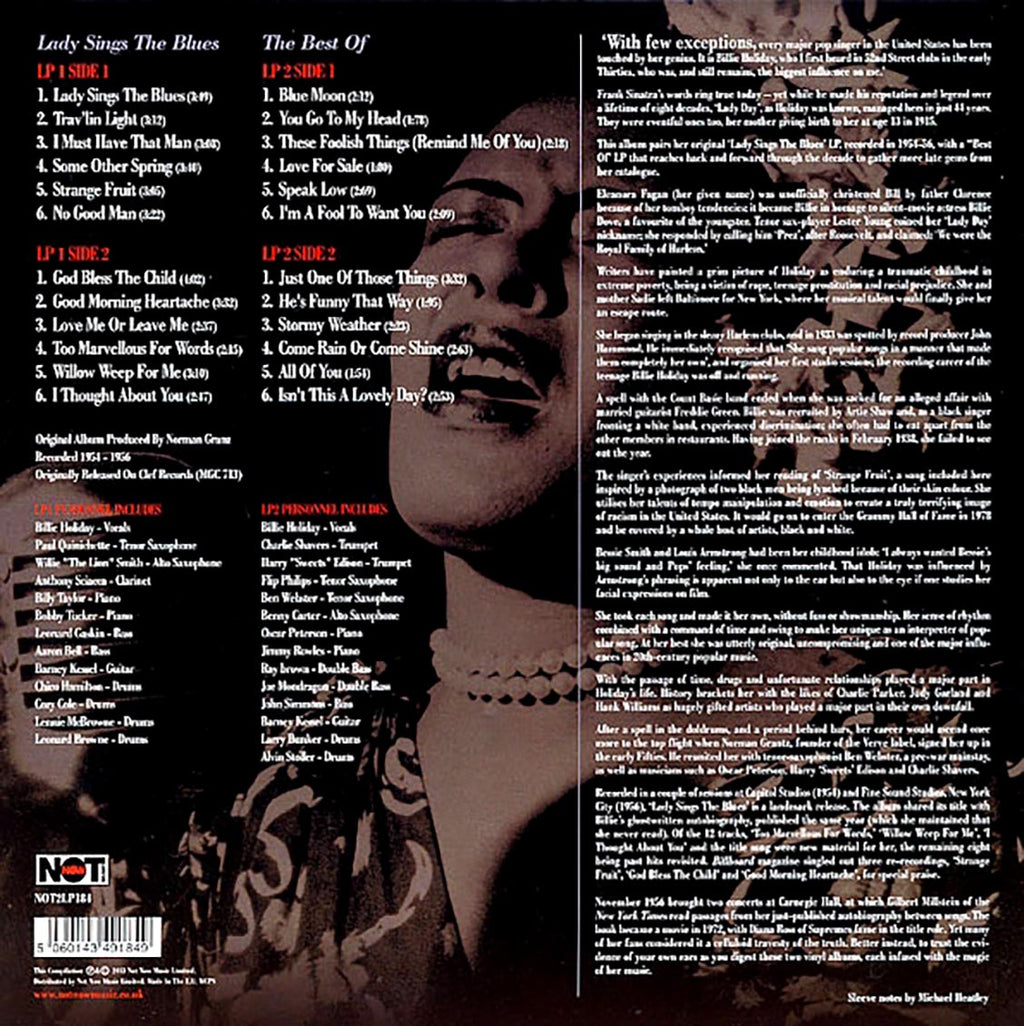 Billie Holiday - Lady Sings The Blues (2xLP) (180g) vinyl LP back cover