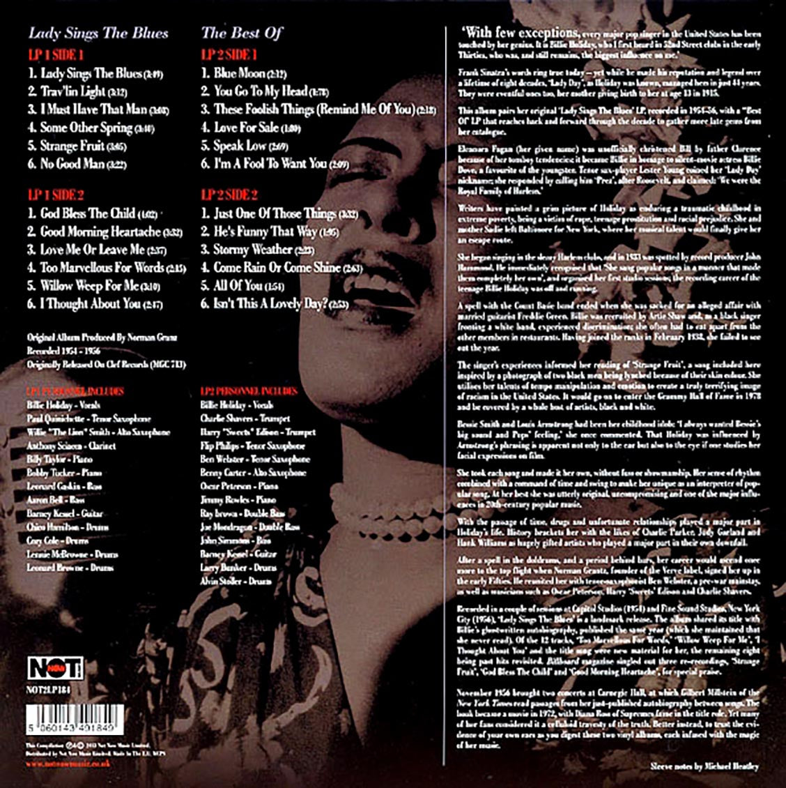 Billie Holiday - Lady Sings The Blues (2xLP) (180g) vinyl LP back cover