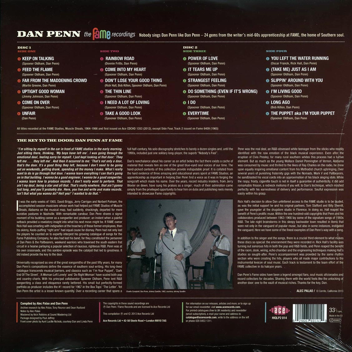 Dan Penn - The Fame Recordings (2xLP) (180g) (colored vinyl) vinyl LP back cover
