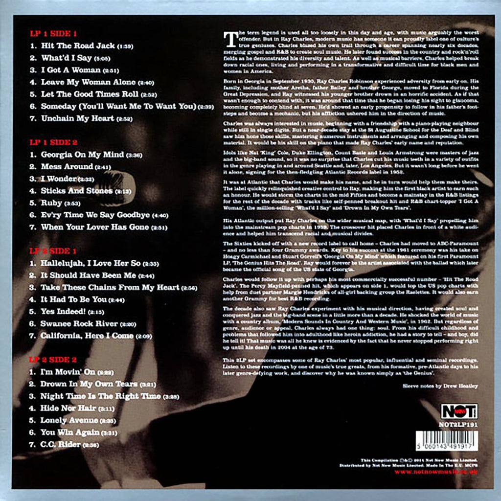 Ray Charles - The Ultimate Collection (2xLP) (180g) (colored vinyl) vinyl LP back cover