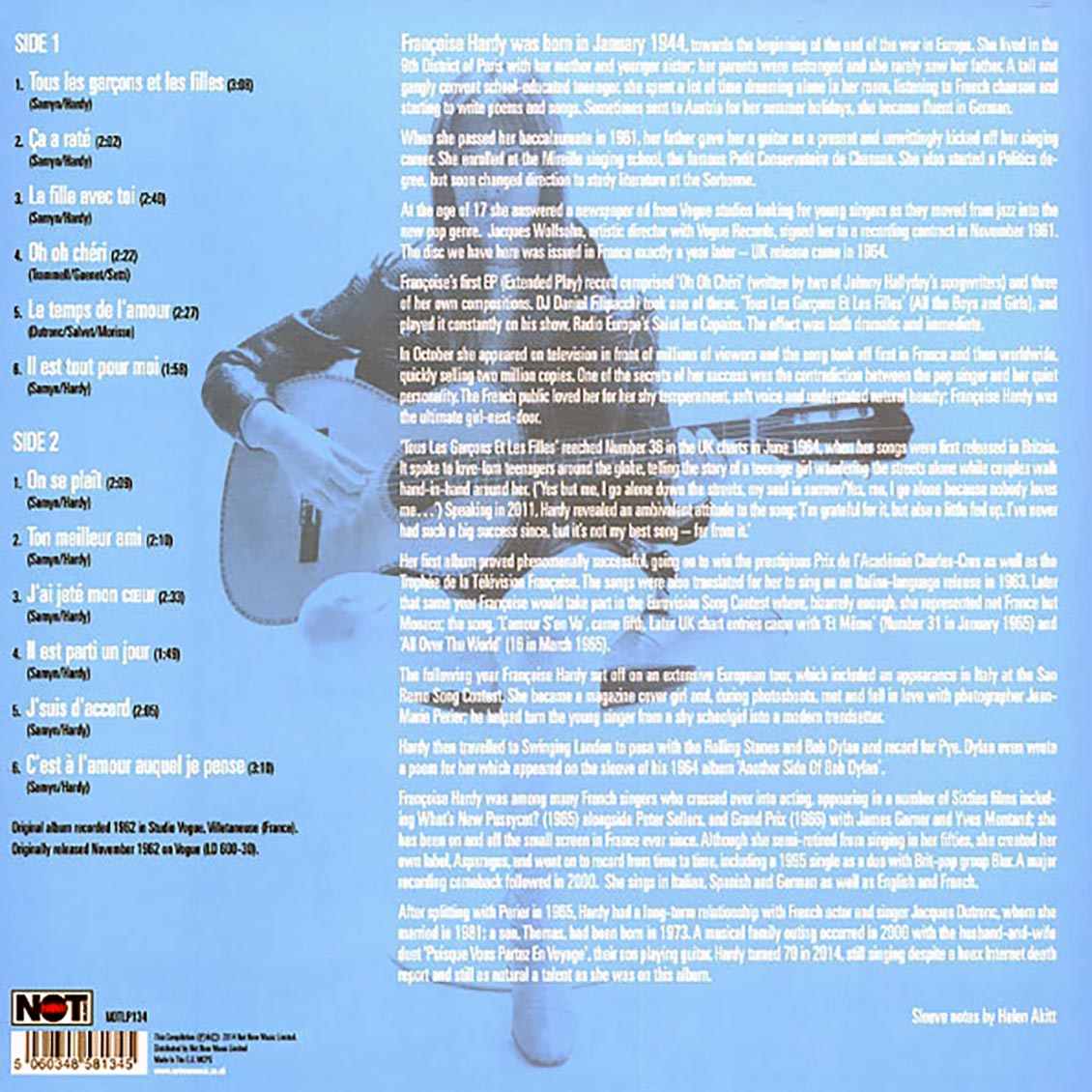 Francoise Hardy - Francoise Hardy (180g) (colored vinyl) vinyl LP back cover