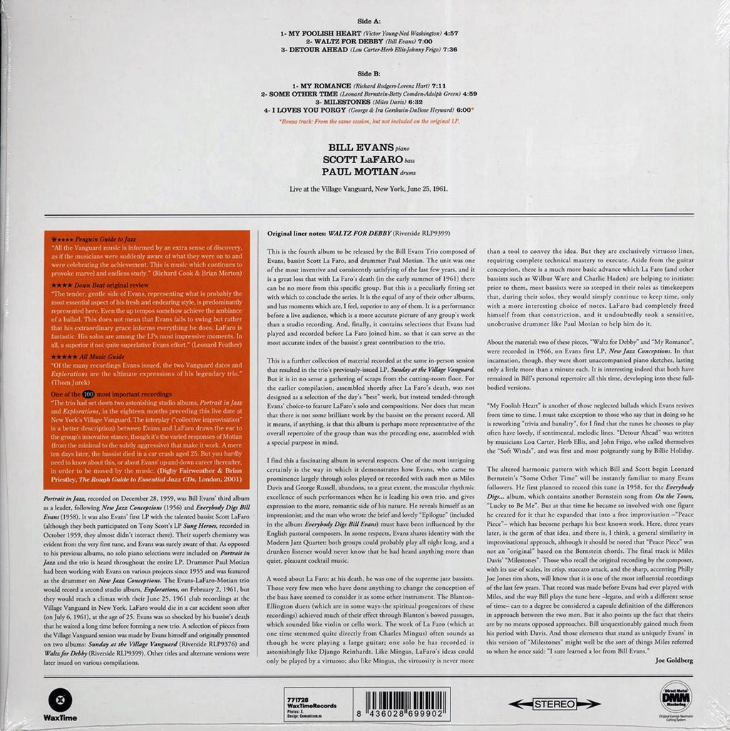 Bill Evans Trio - Waltz For Debby (ltd. ed.) (180g) (remastered) vinyl LP back cover
