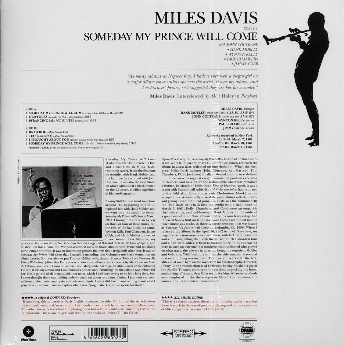 Miles Davis Sextet - Someday My Prince Will Come (+bonus track) (ltd. ed.) (180g) (remastered) vinyl LP back cover