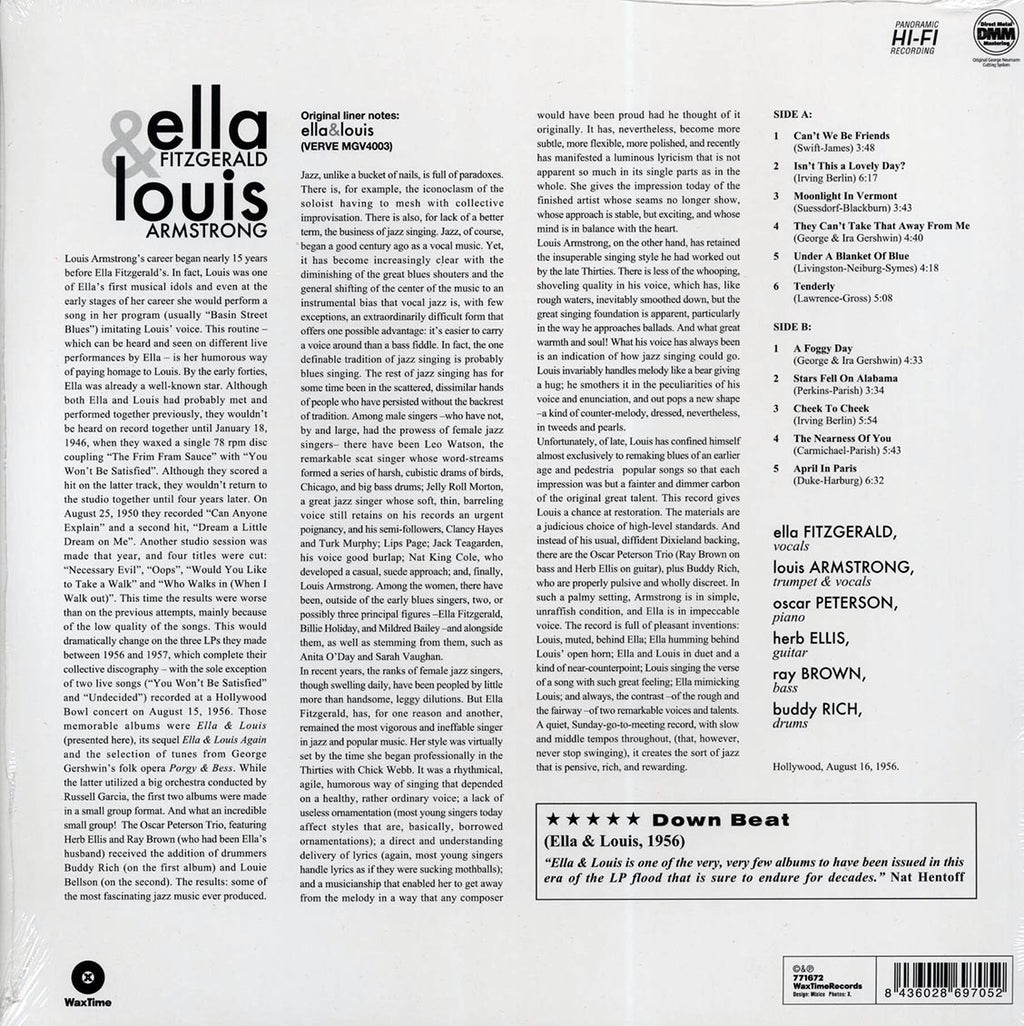 Ella Fitzgerald, Louie Armstrong - Ella & Louis (180g) vinyl LP back cover