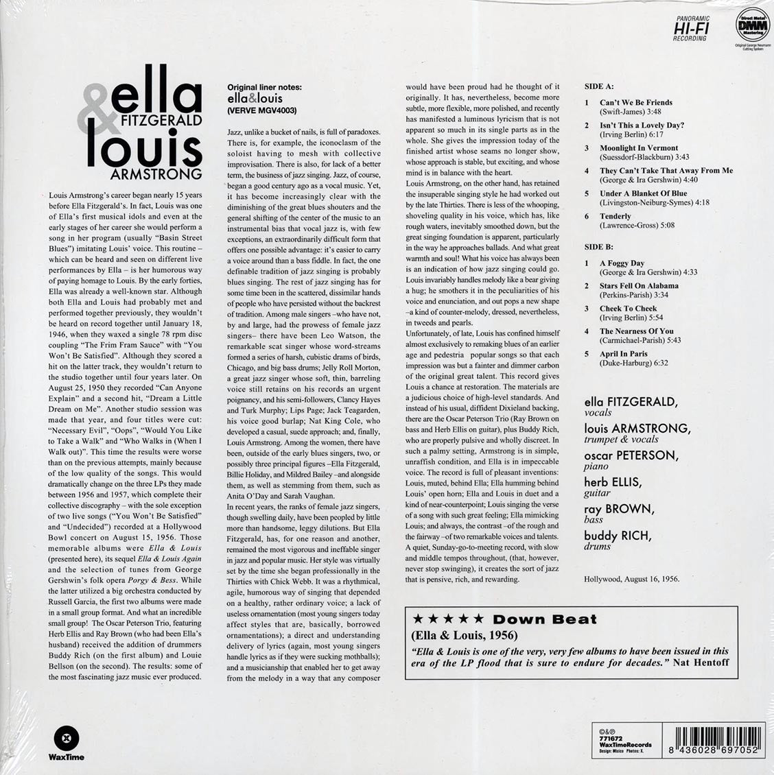 Ella Fitzgerald, Louie Armstrong - Ella & Louis (180g) vinyl LP back cover