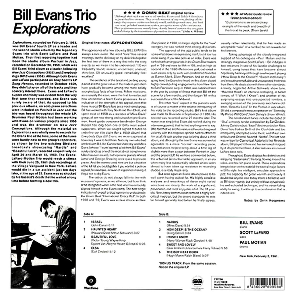 Bill Evans Trio - Explorations (ltd. ed.) (180g) vinyl LP back cover