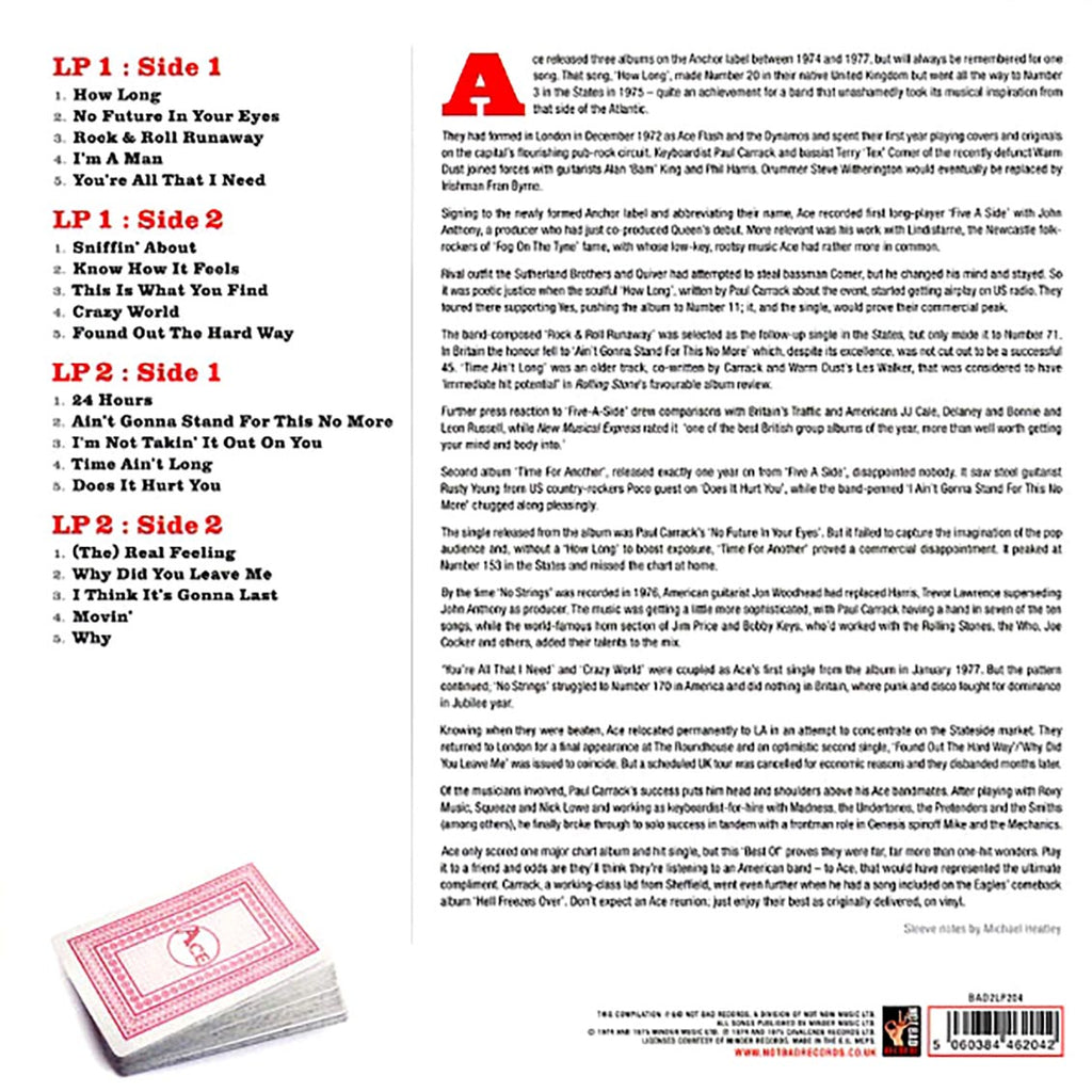 Ace - The Very Best Of Ace (2xLP) (180g) (colored vinyl) vinyl LP back cover