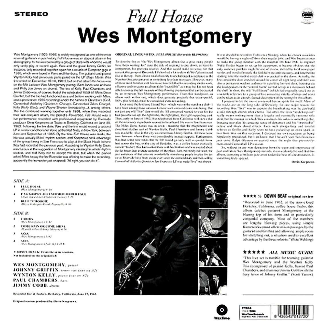 Wes Montgomery - Full House (ltd. ed.) (180g) vinyl LP back cover