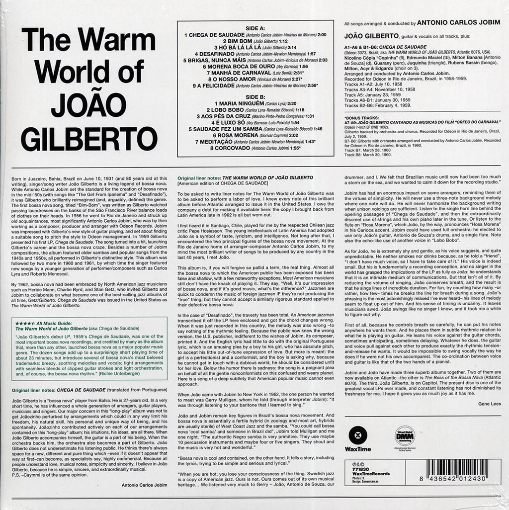 Joao Gilberto - The Warm World Of Joao Gilberto (+5 bonus tracks) (ltd. ed.) (180g) vinyl LP back cover
