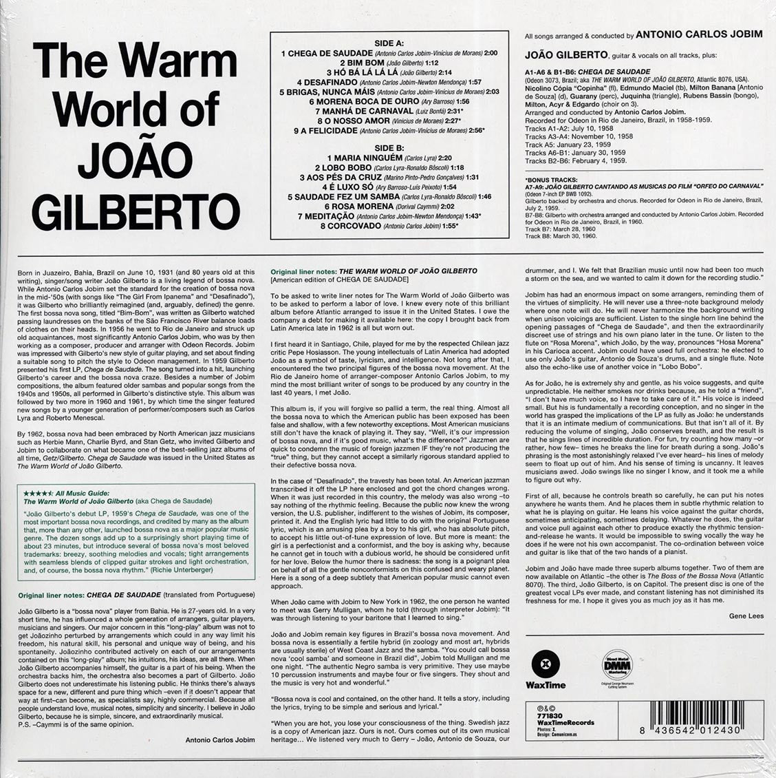 Joao Gilberto - The Warm World Of Joao Gilberto (+5 bonus tracks) (ltd. ed.) (180g) vinyl LP back cover