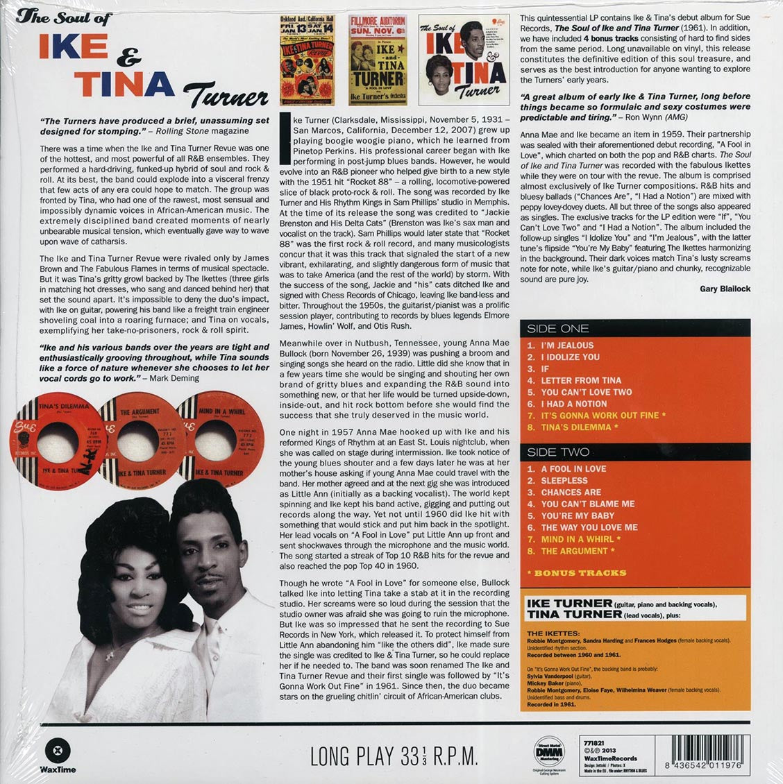 Ike Turner & Tina Turner - The Soul Of Ike & Tina Turner (+4 bonus tracks) (ltd. ed.) (180g) vinyl LP back cover