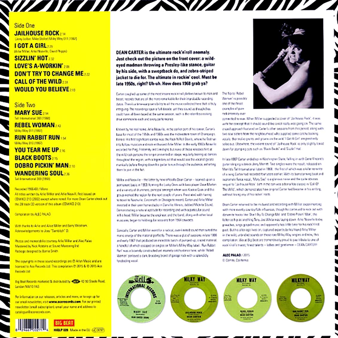 Dean Carter - Call Of The Wild (180g) vinyl LP back cover