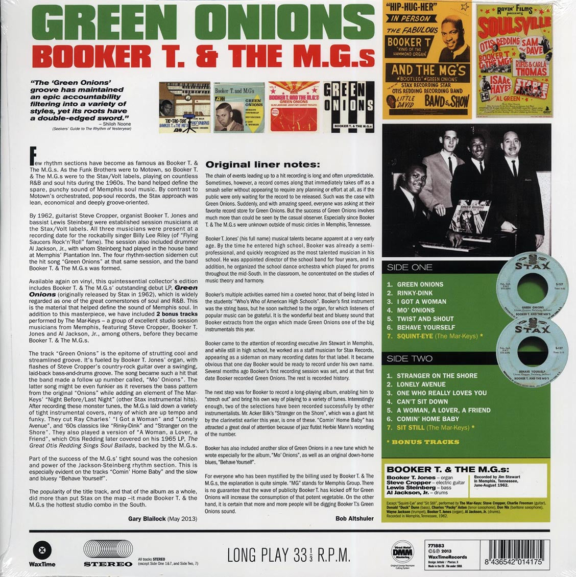 Booker T & The MG's - Green Onions (ltd. ed.) (180g) vinyl LP back cover