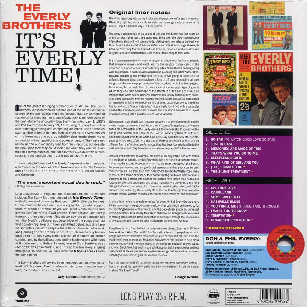 The Everly Brothers - It's Everly Time! (ltd. ed.) (180g) vinyl LP back cover