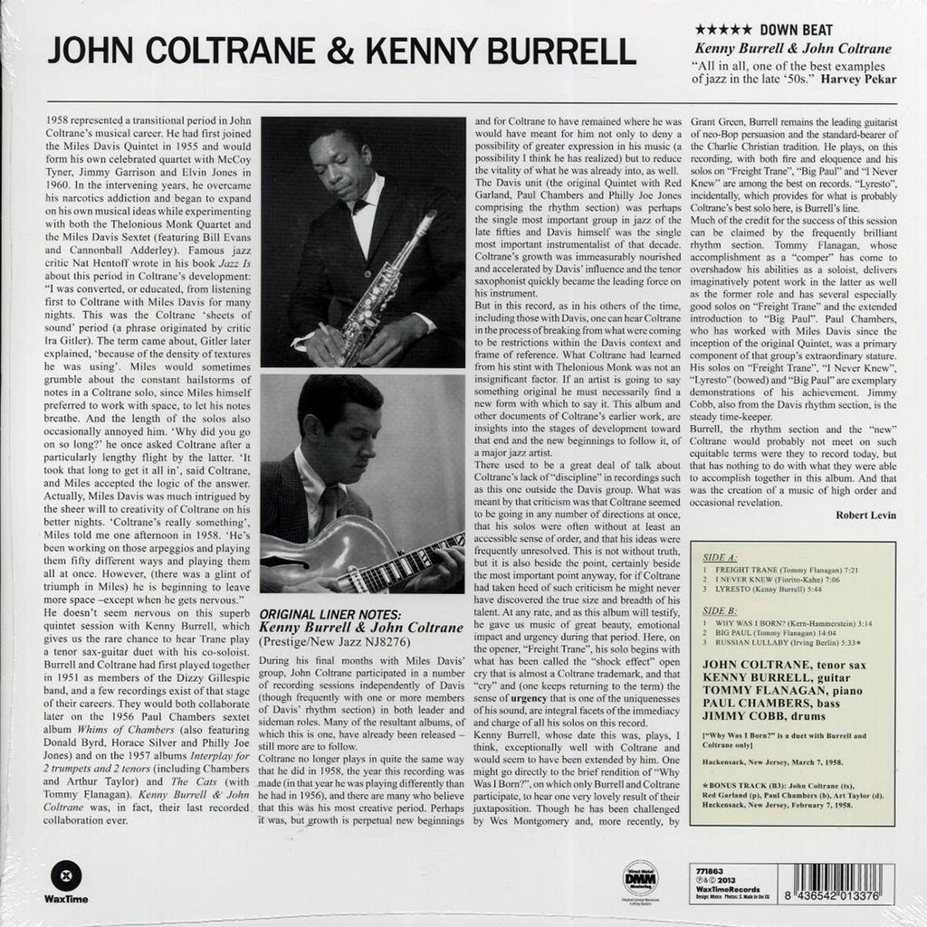 John Coltrane, Kenny Burrell - John Coltrane & Kenny Burrell (+bonus track) (ltd. ed.) (180g) (remastered) vinyl LP back cover