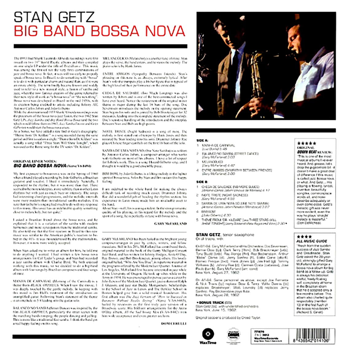 Stan Getz - Big Band Bossa Nova (+bonus track) (ltd. ed.) (180g) vinyl LP back cover
