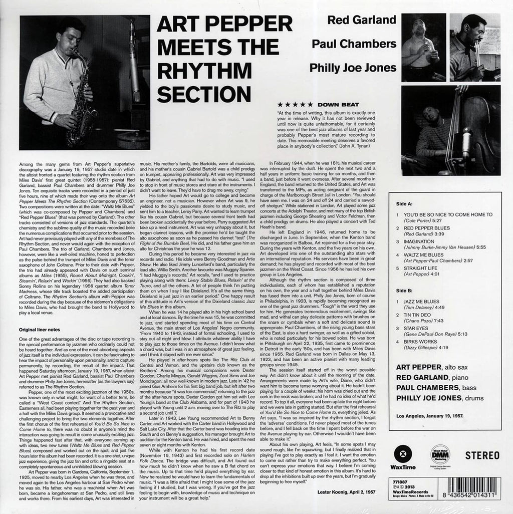 Art Pepper - Art Pepper Meets The Rhythm Section (ltd. ed.) (180g) vinyl LP back cover