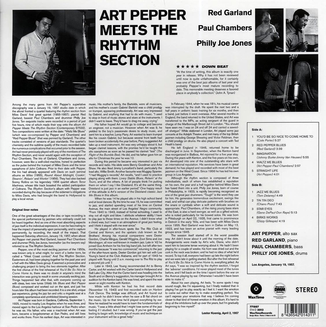 Art Pepper - Art Pepper Meets The Rhythm Section (ltd. ed.) (180g) vinyl LP back cover