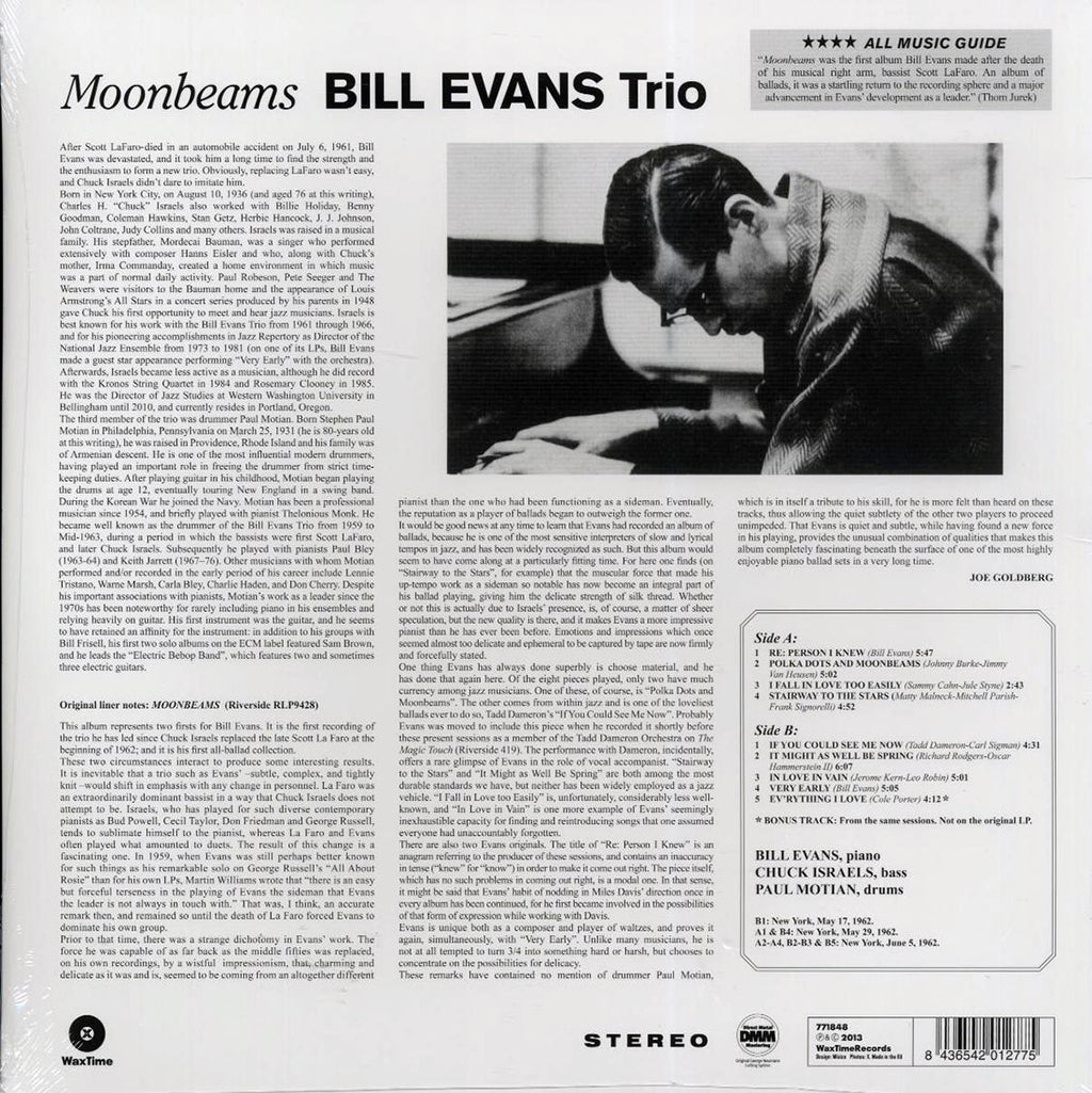 Bill Evans Trio - Moonbeams (ltd. ed.) (180g) (remastered) vinyl LP back cover