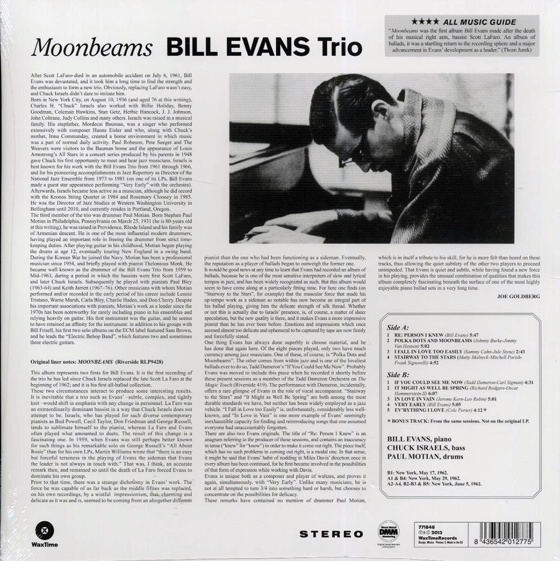 Bill Evans Trio - Moonbeams (ltd. ed.) (180g) (remastered) vinyl LP back cover