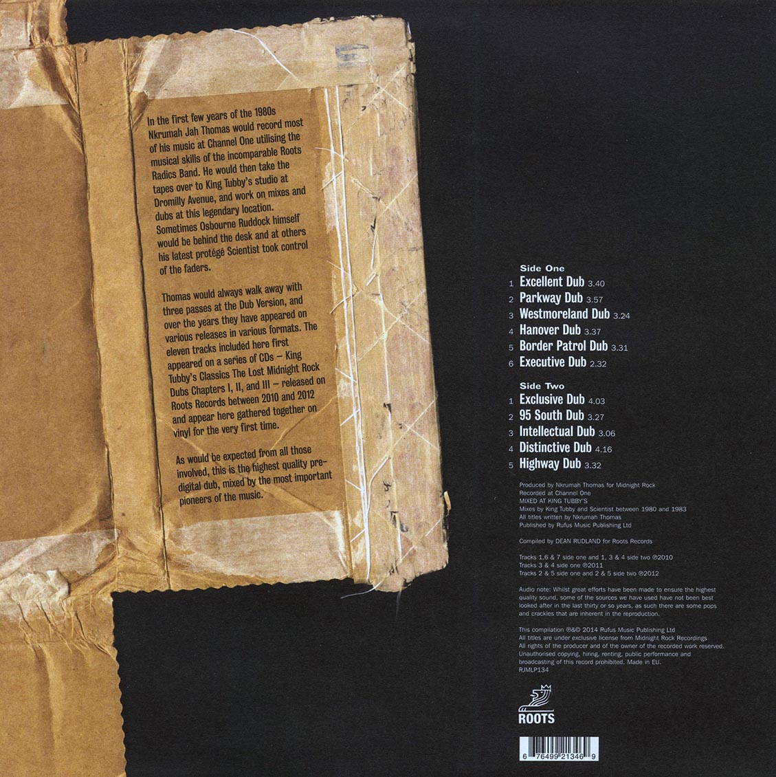 King Tubby - Midnight Rock At King Tubby's vinyl LP back cover