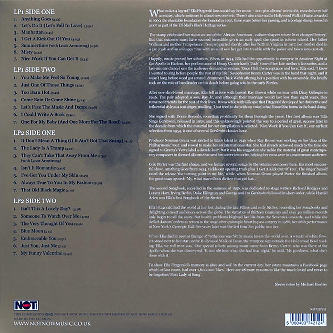 Ella Fitzgerald - Gold (2xLP) (180g) vinyl LP back cover