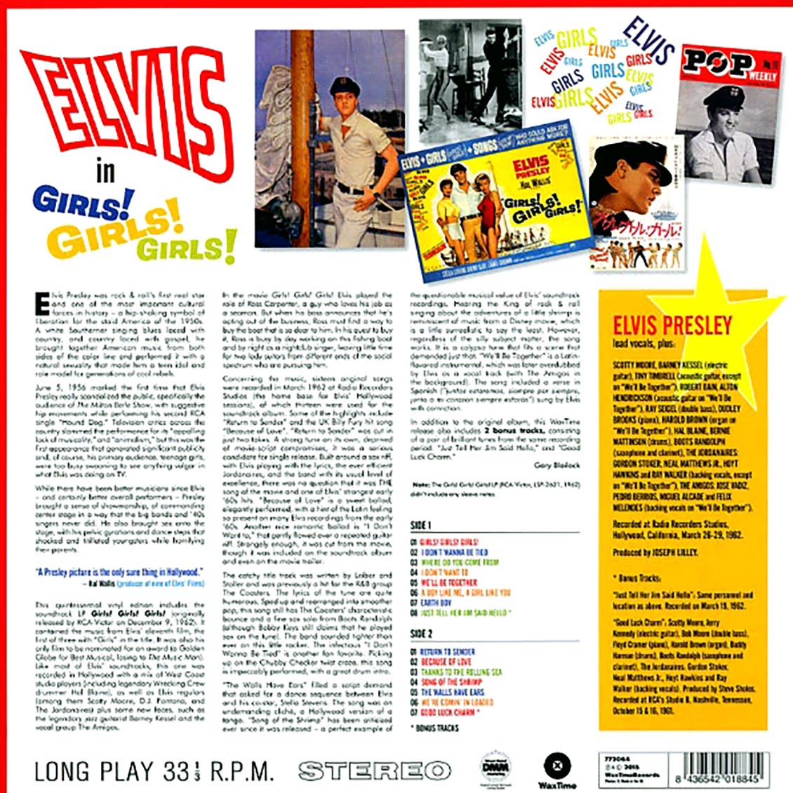 Elvis Presley - Girls! Girls! Girls! (+2 bonus tracks) (180g) vinyl LP back cover
