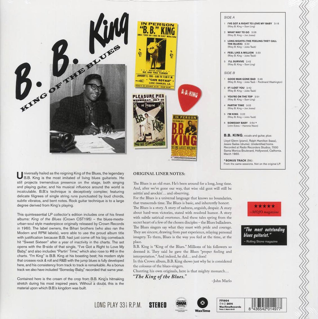 BB King - King Of The Blues (+bonus track) (ltd. ed.) (180g) vinyl LP back cover