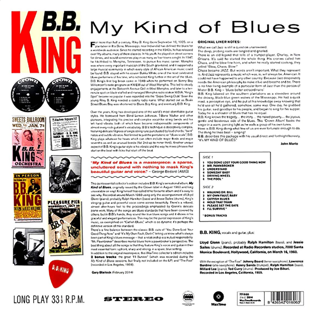 BB King - My Kind Of Blues (ltd. ed.) (180g) vinyl LP back cover