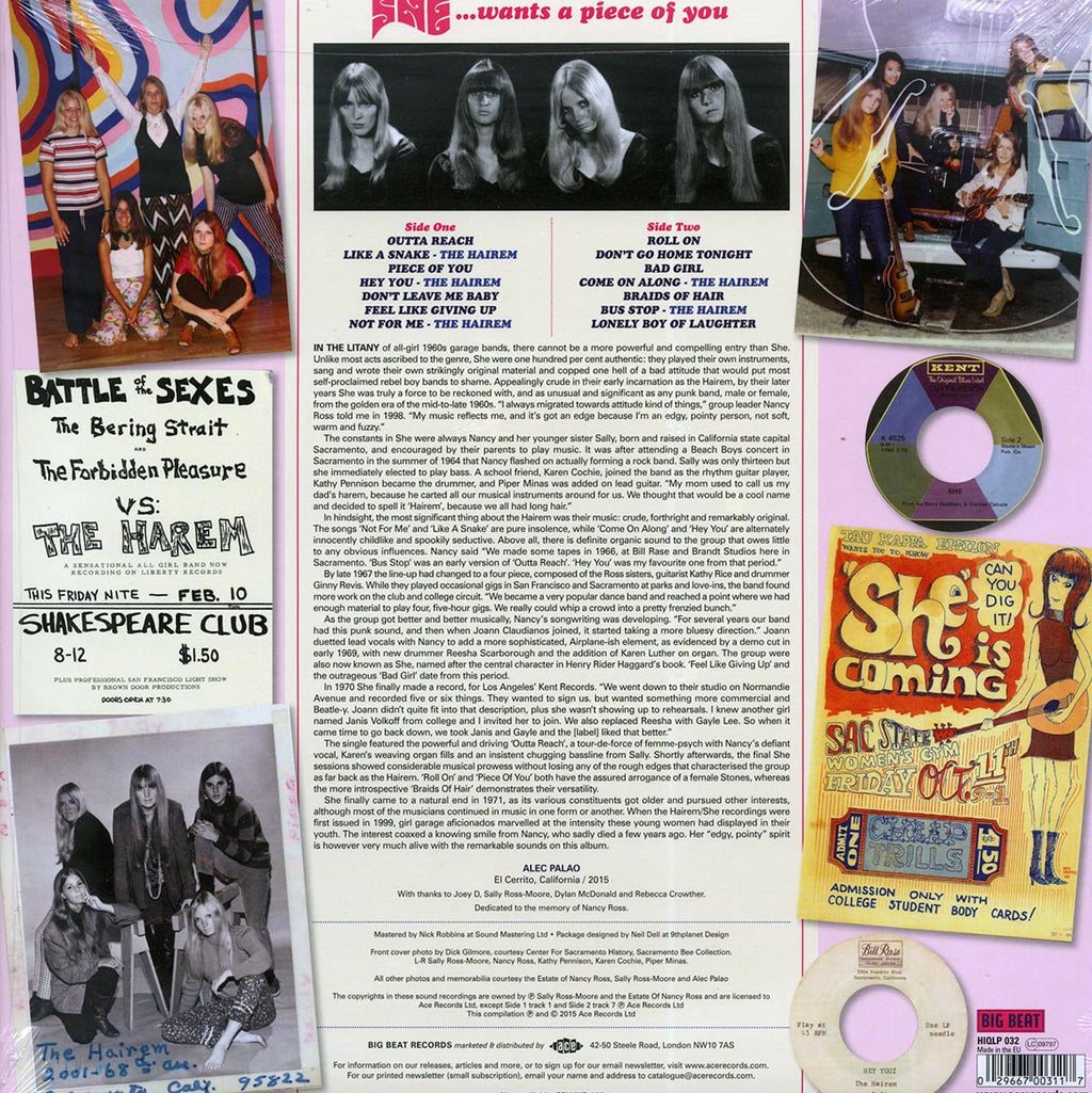 She - Wants A Piece Of You (180g) vinyl LP back cover